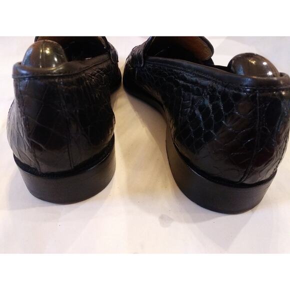 Vintage Men\'s $995 ZELLI Black Genuine Crocodile Alligator Loafers Shoes 10M main image 9